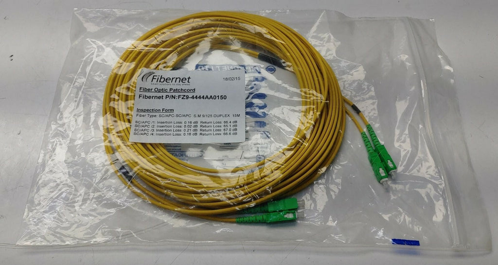 Fibernet Fiber Optic Patchcord SC/APC-SC/APC S.M 9/125 DUPLEX 15M