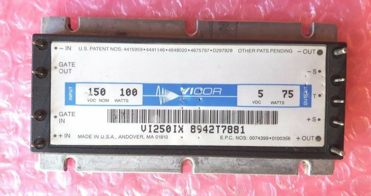 Vicor Dc Dc Converter Vi 250 Ix Input 150 Vdc 100 W Output 5 Vdc 75 W