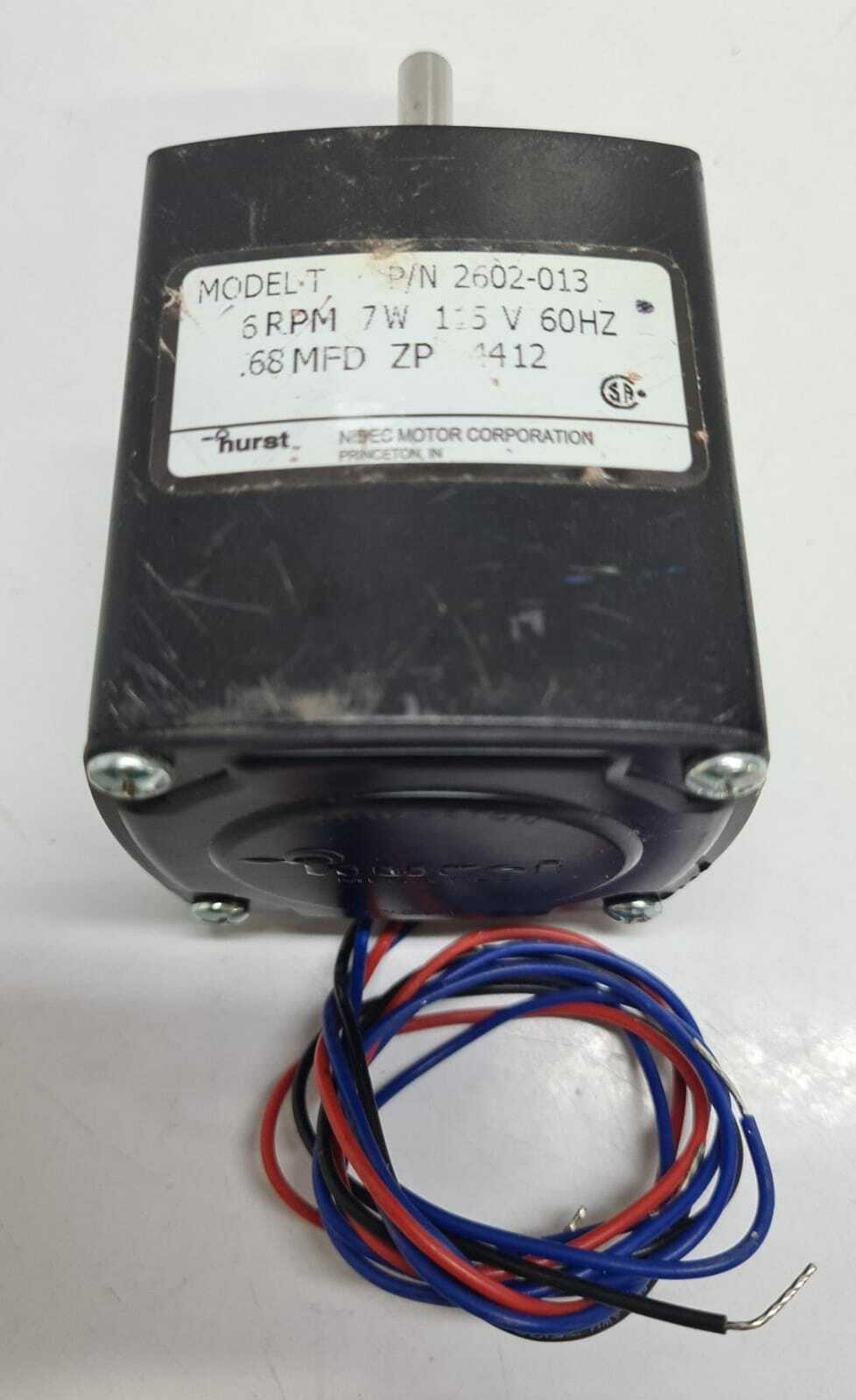 Hurst NIDEC Synchronous Motor 2602-013 T Gearmotor Low Speed 6 RPM 115 V