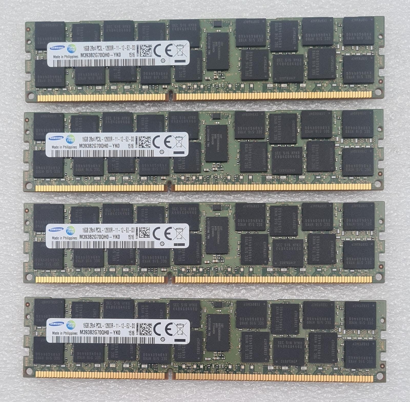 [LOT 4] SAMSUNG M393B2G70QH0-YKO 16GB 2Rx4 PC3-12800R-11-12-E2-D3 Memory RAM