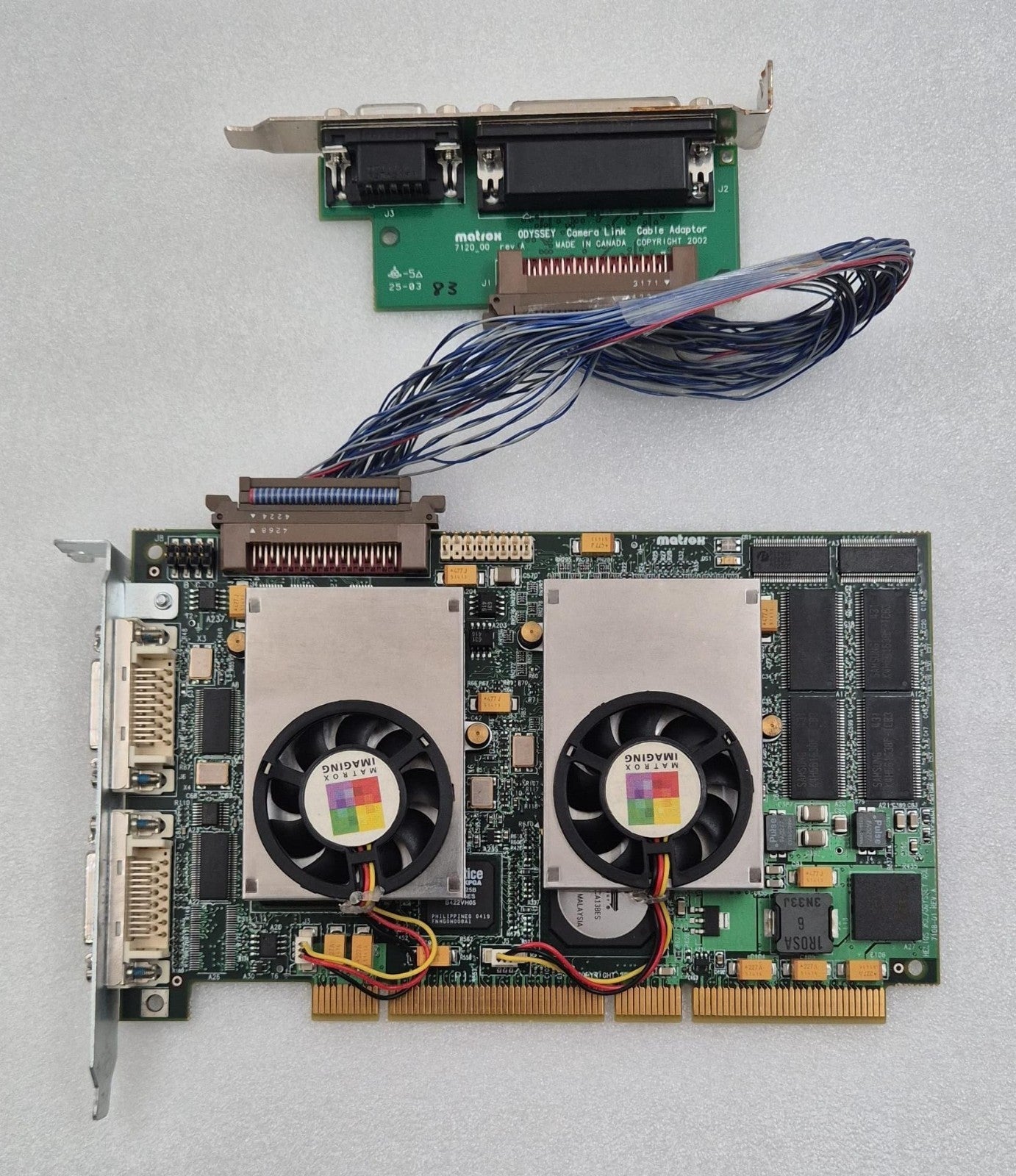 Matrox HELIOS XCL/ODYSSEY XCL 7108-01 073M2MDBCL W/ Camera Link 7120_00 Adapter