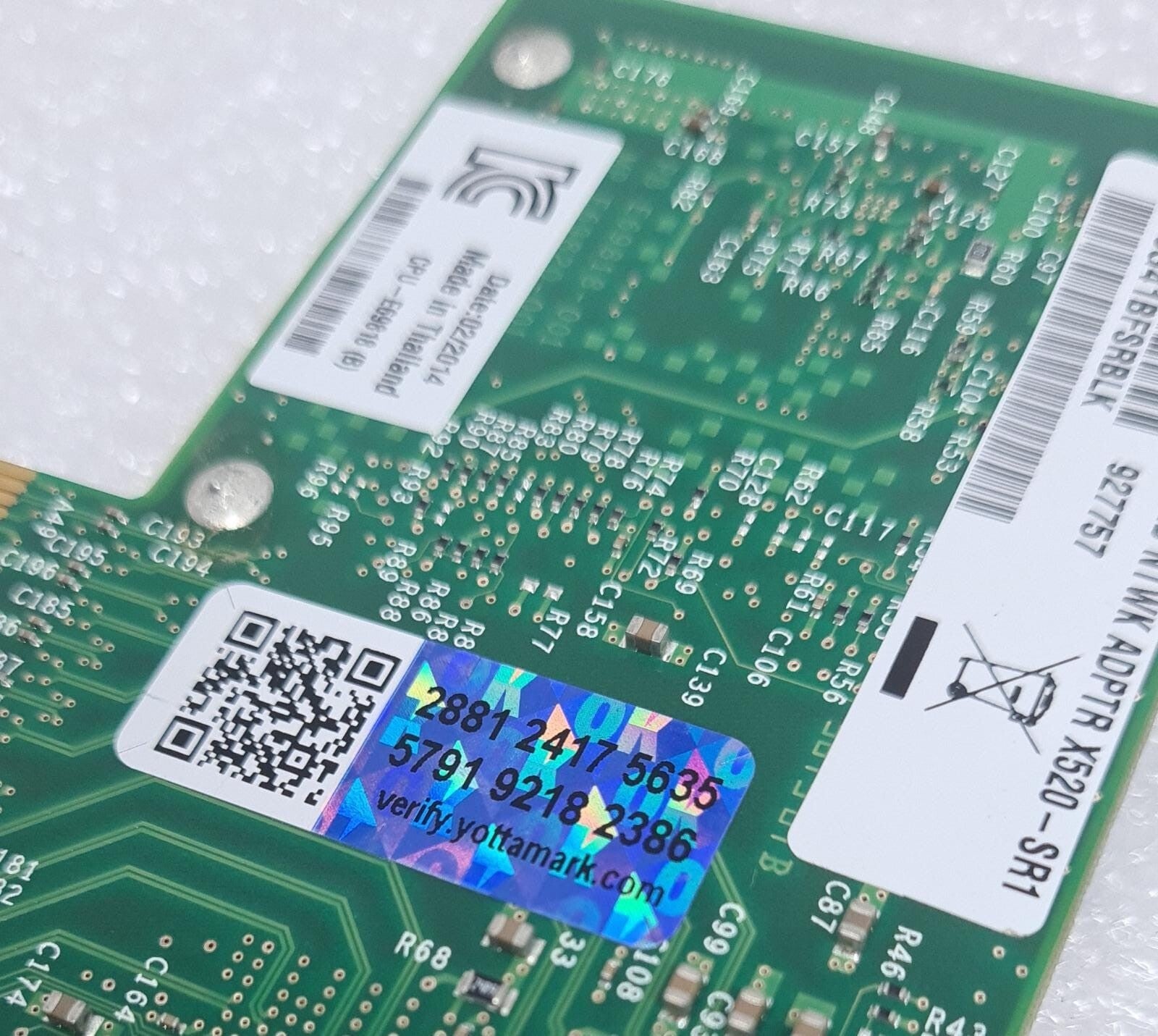 INTEL X520-SR1 10G 1 Port PCI-E E10G41BFSRBLK ETH NTWK ADPTR W/ 455885-001 SFP