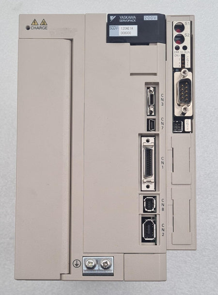 Yaskawa Servopack SGDV-120AE1A008000 200V AC servo drive with front control panel and industrial connectors