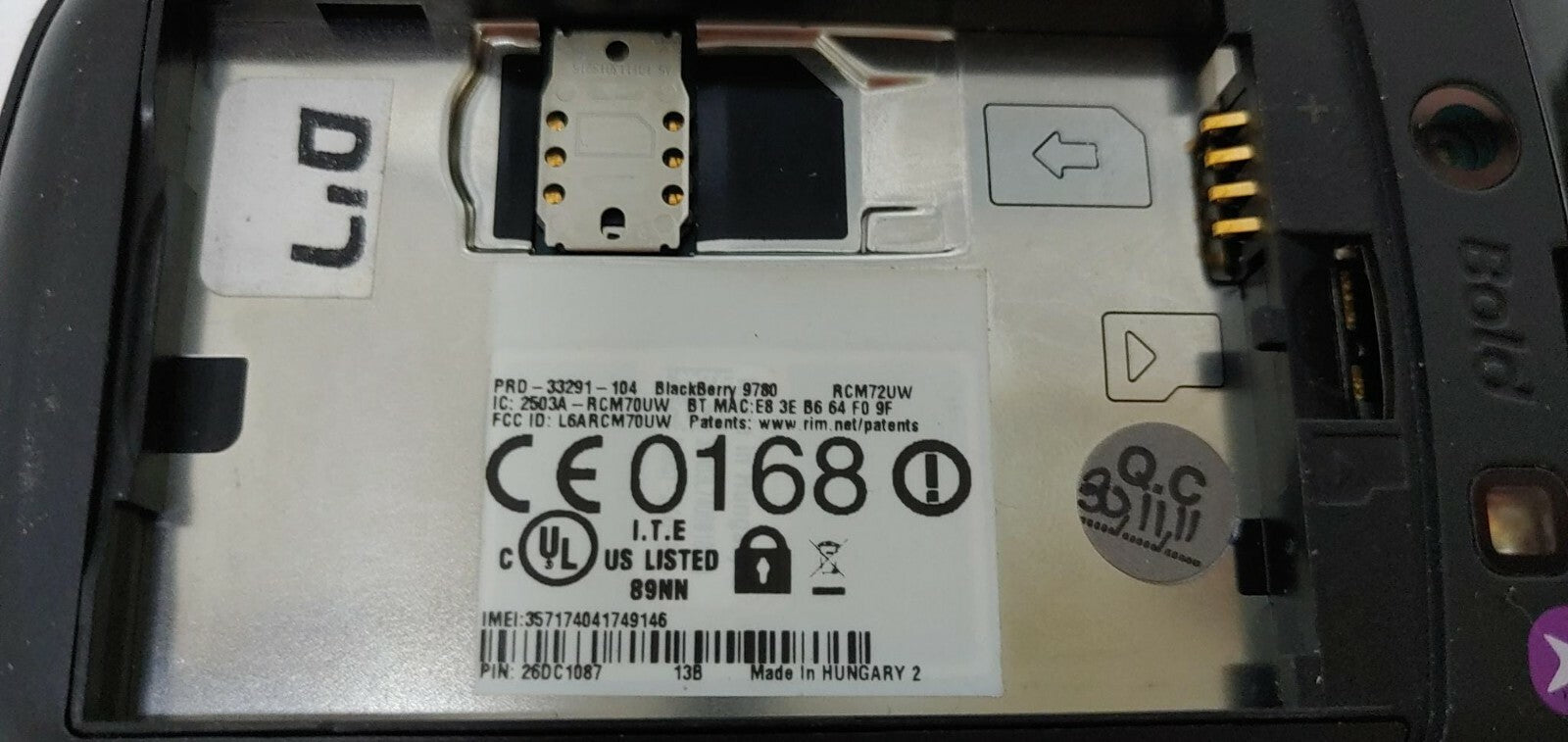 [LOT 4] BlackBerry Bold 9780 RCM72UW Black GSM 3G WiFi Qwerty Camera Smartphone