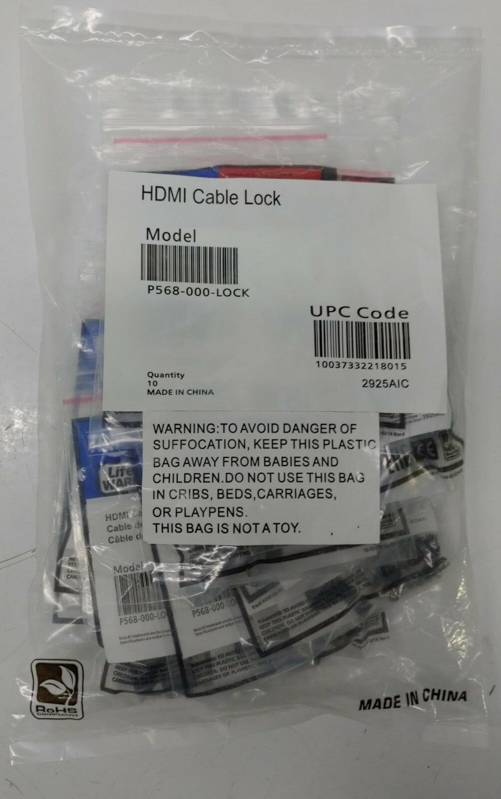 TRIPP LITE P568-000-LOCK HDMI CABLE LOCK Clamp/ Tie/ Screw black [LOT OF 10]