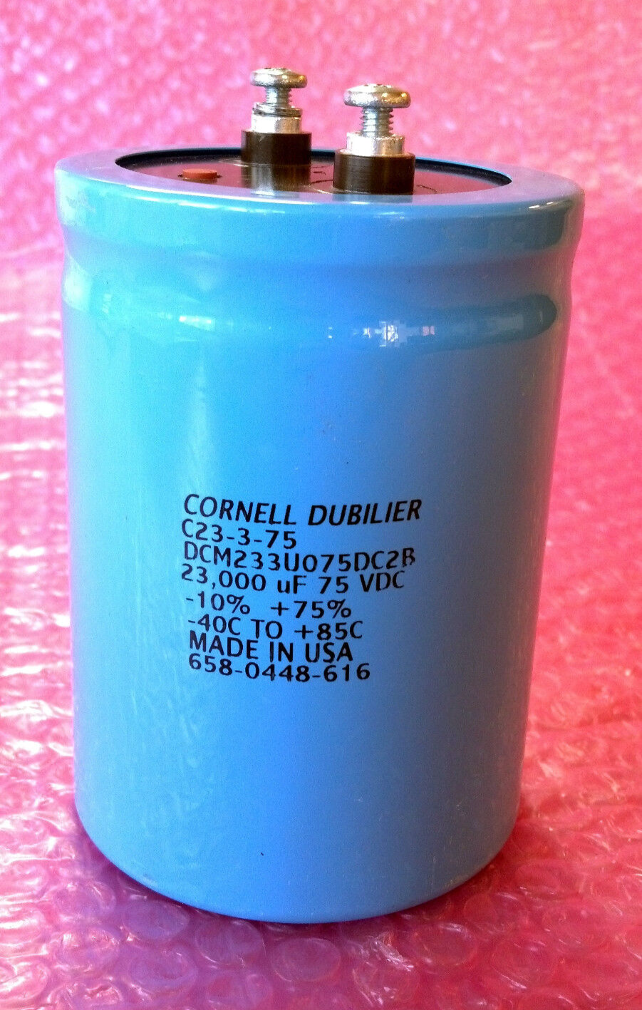 Cornell Dubilier Capacitor DCM233U075DC2B 23000uF 75Vdc C23-3-75
