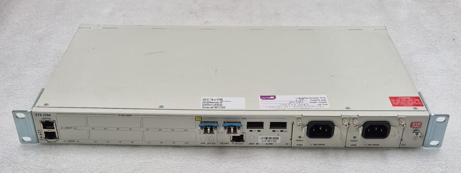 RAD ETX-220A 5601900000 ETX-220A_CELLCOM/DCR/4XFP/SYE/BSK 10G Ethernet Carrier
