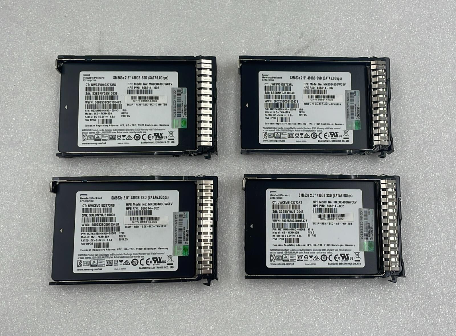 [LOT 4 PCS] HPE 866614-002 480GB SSD SATA 2.5  6G SFF MK000480GWCEV