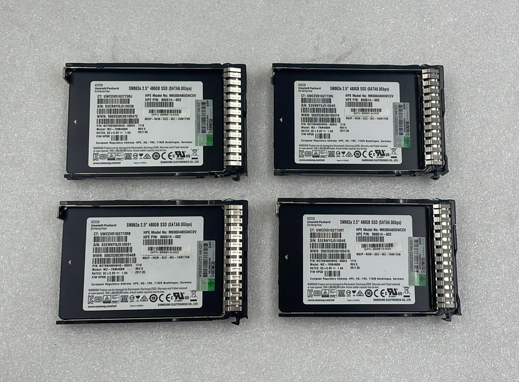 [LOT 4 PCS] HPE 866614-002 480GB SSD SATA 2.5  6G SFF MK000480GWCEV