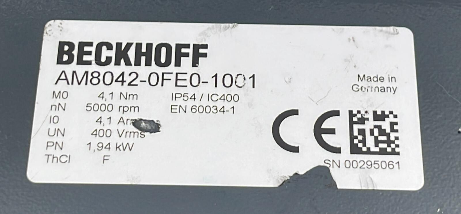 Beckhoff AM8042-0FE0-1001 Servo Motor 5000Rpm