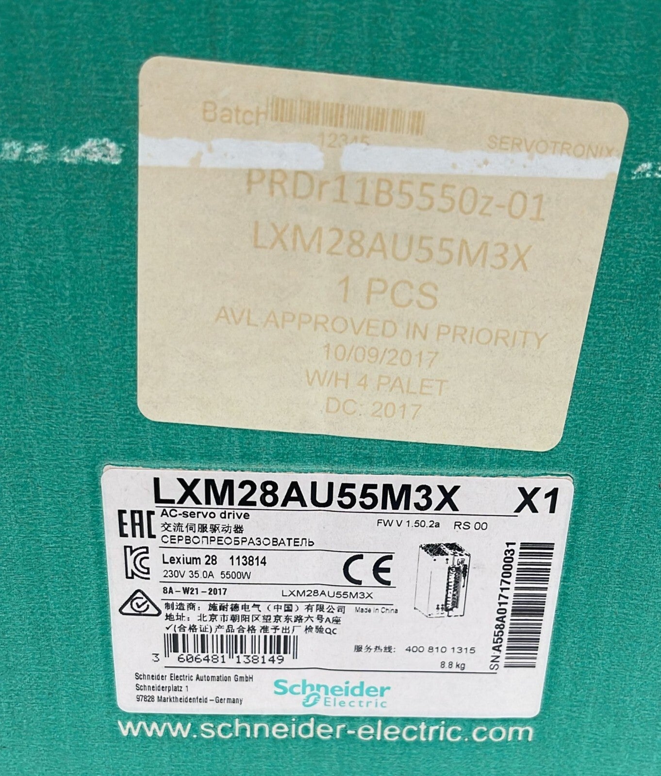 Schneider Electric Lexium 28 LXM28AU55M3X 113814 AC Servo Drive 5500kW 230V
