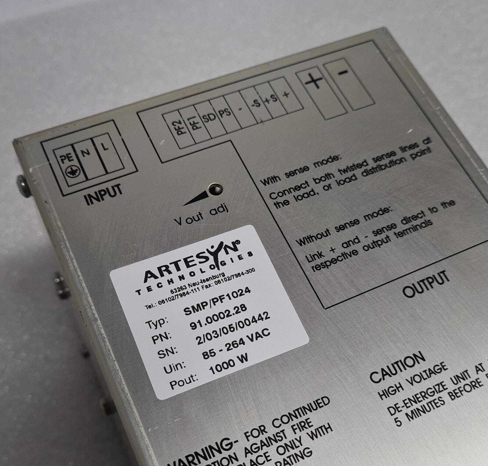 ARTESYN SMP/PF1024 91.0002.28 POWER SUPPLY 1000 W ** AS-IS