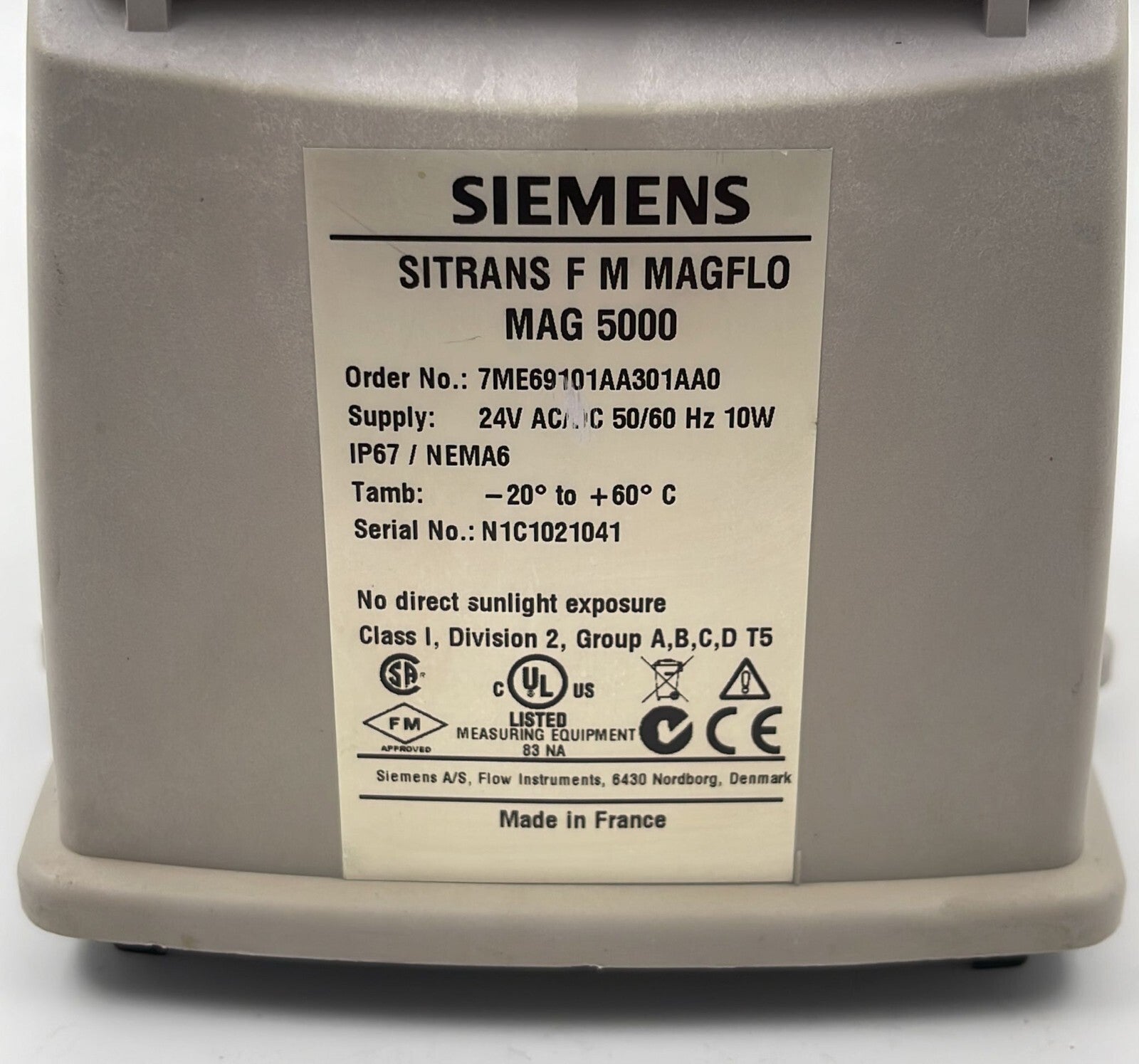 SIEMENS 7ME69101AA301AA0 SITRANS F M MAGFLO MAG 5000 **AS IS