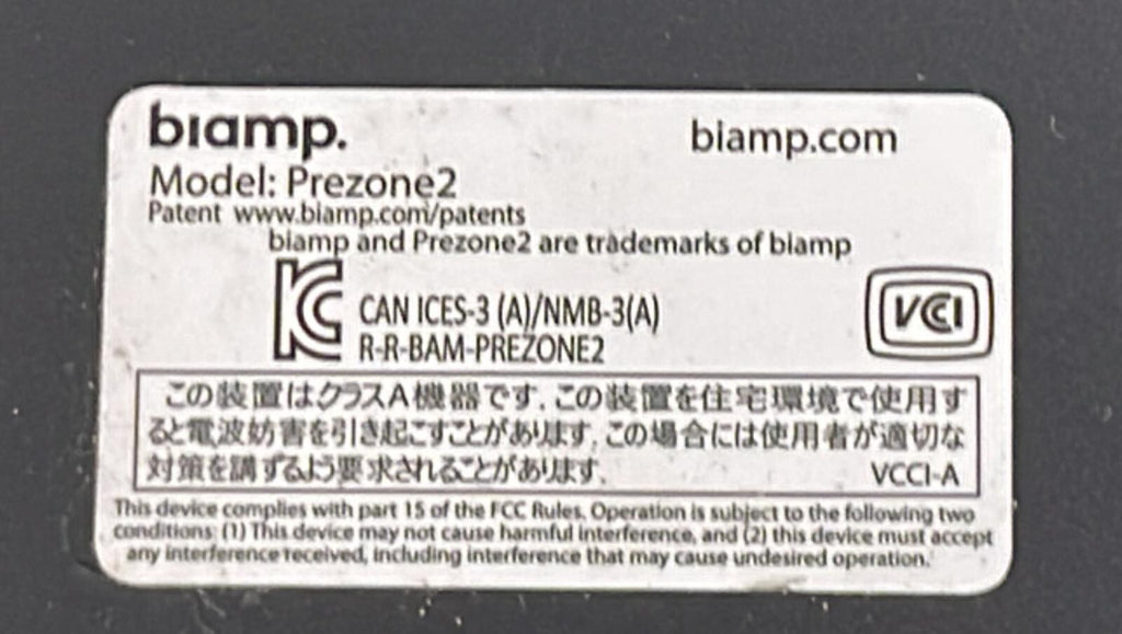 Biamp Prezone 2 Professional Audio Preamplifiers Stereo source zones