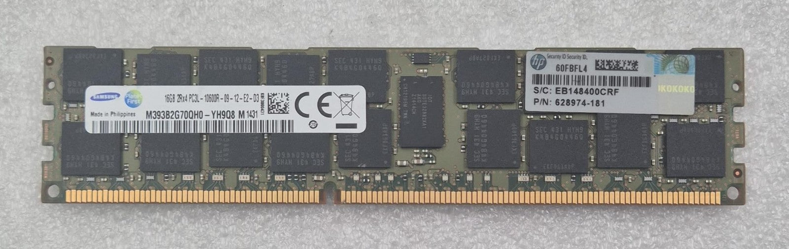 [LOT 8 PCS] SAMSUNG M393B2G70QH0-YH9Q8 16GB 2Rx4 PC3-10600R Server Memory RAM