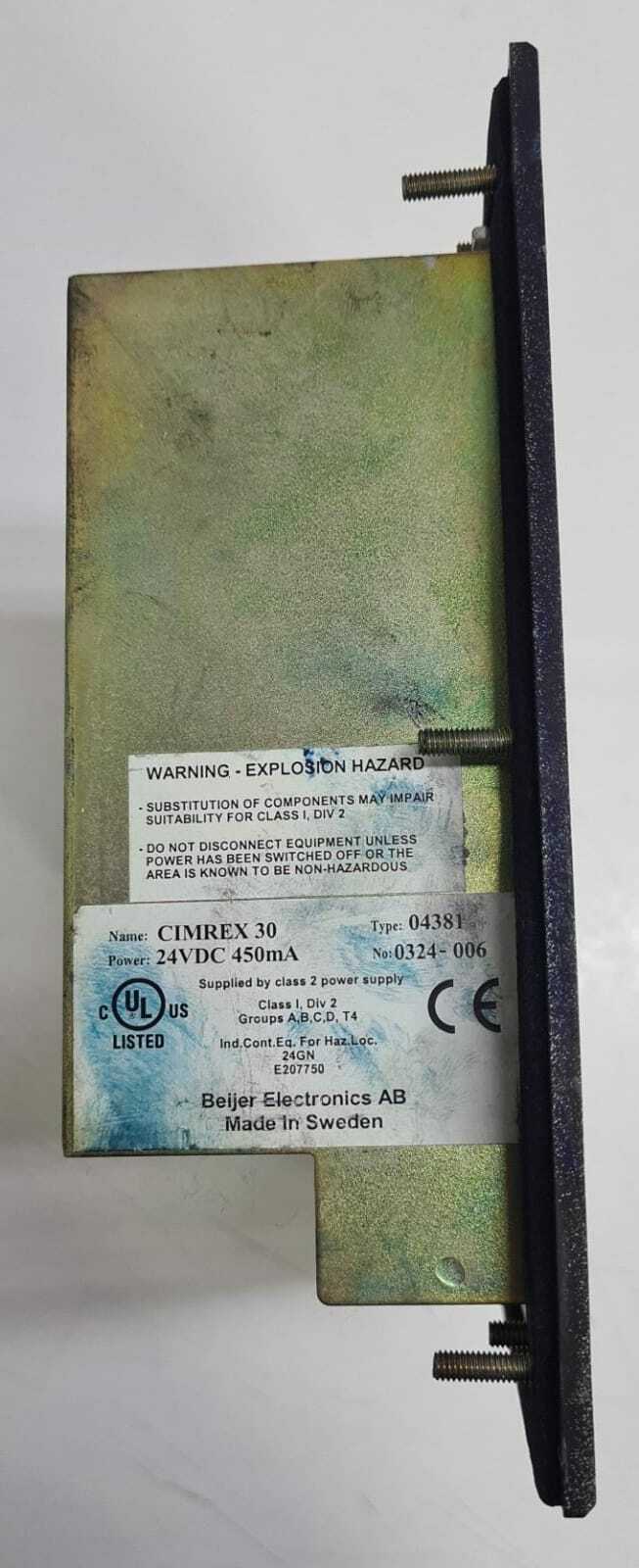 BEIJER ELECTRONICS AB CIMREX 30 04381 0324-006 **AS-IS** #1