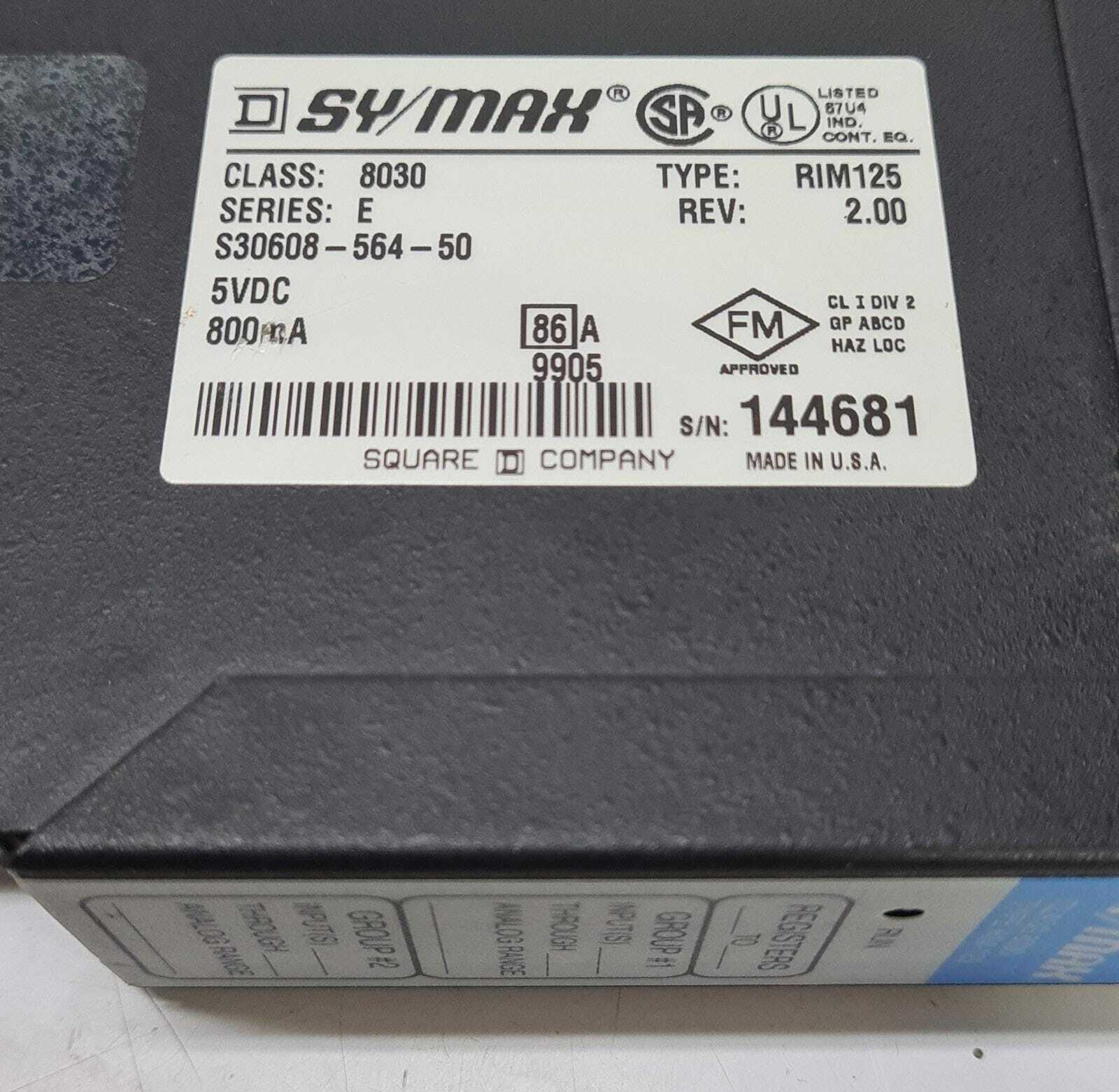 SQUARE D SYMAX SY/MAX CLASS 8030 RIM125 ANALOG INPUT MODULE E 2.00