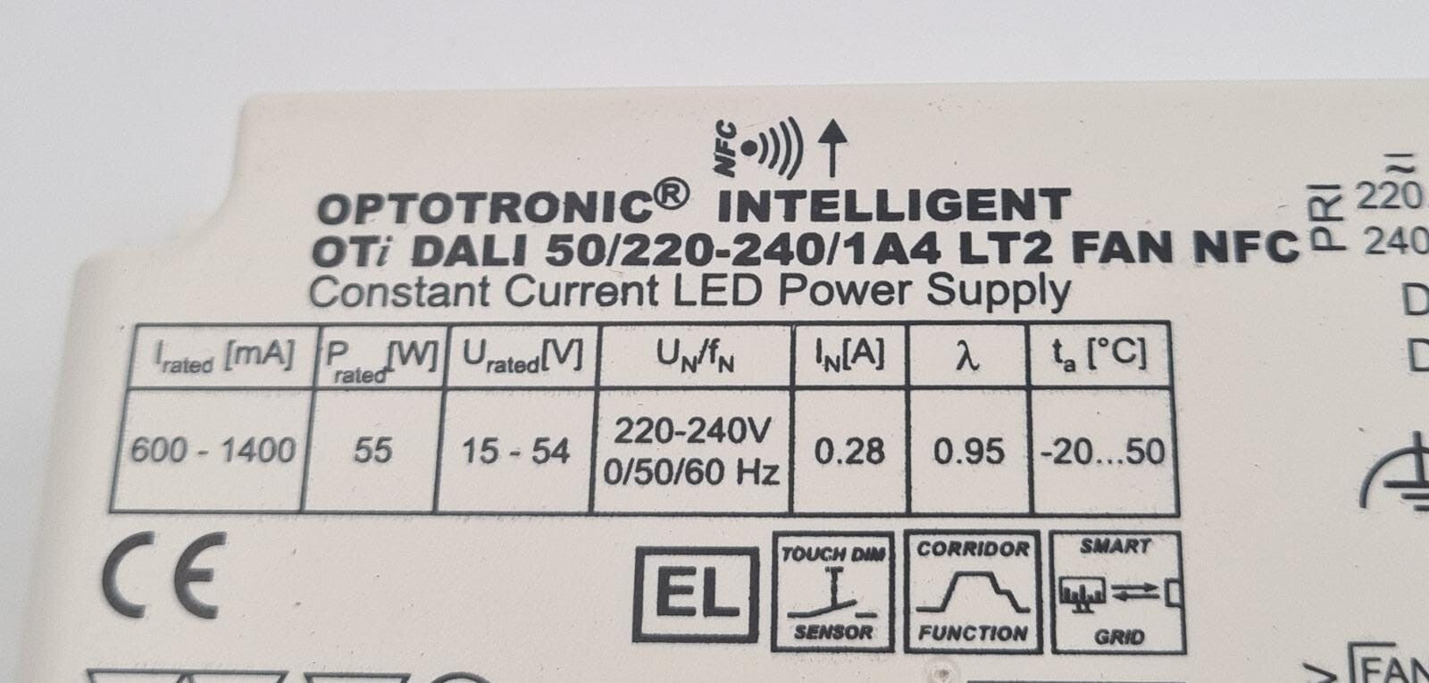 OSRAM OPTOTRONIC Intelligent OTi DALI 50/220-240/1A4 LT2 FAN NFC 55W Led Driver
