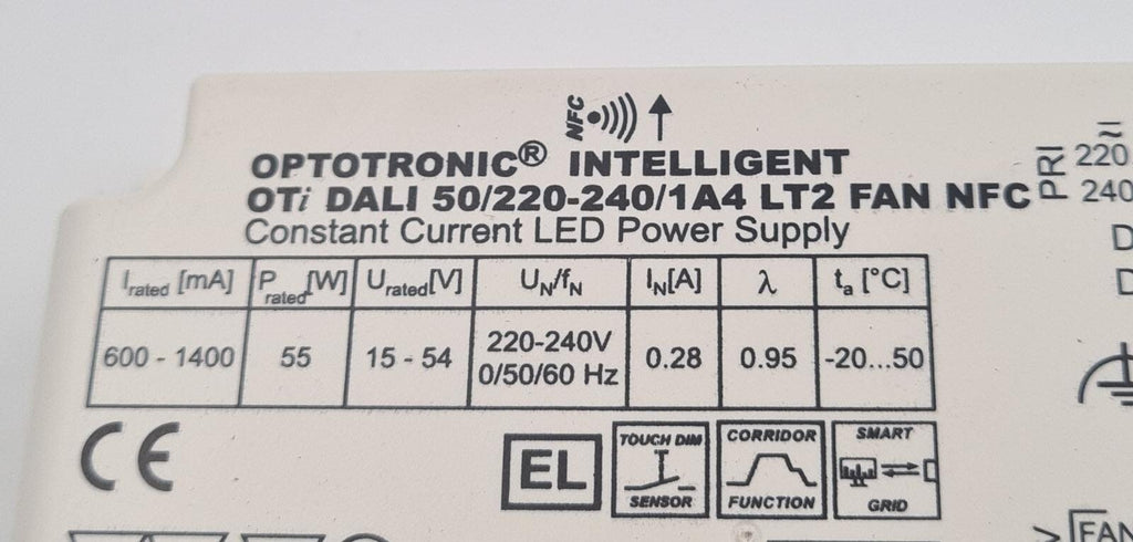OSRAM OPTOTRONIC Intelligent OTi DALI 50/220-240/1A4 LT2 FAN NFC 55W Led Driver