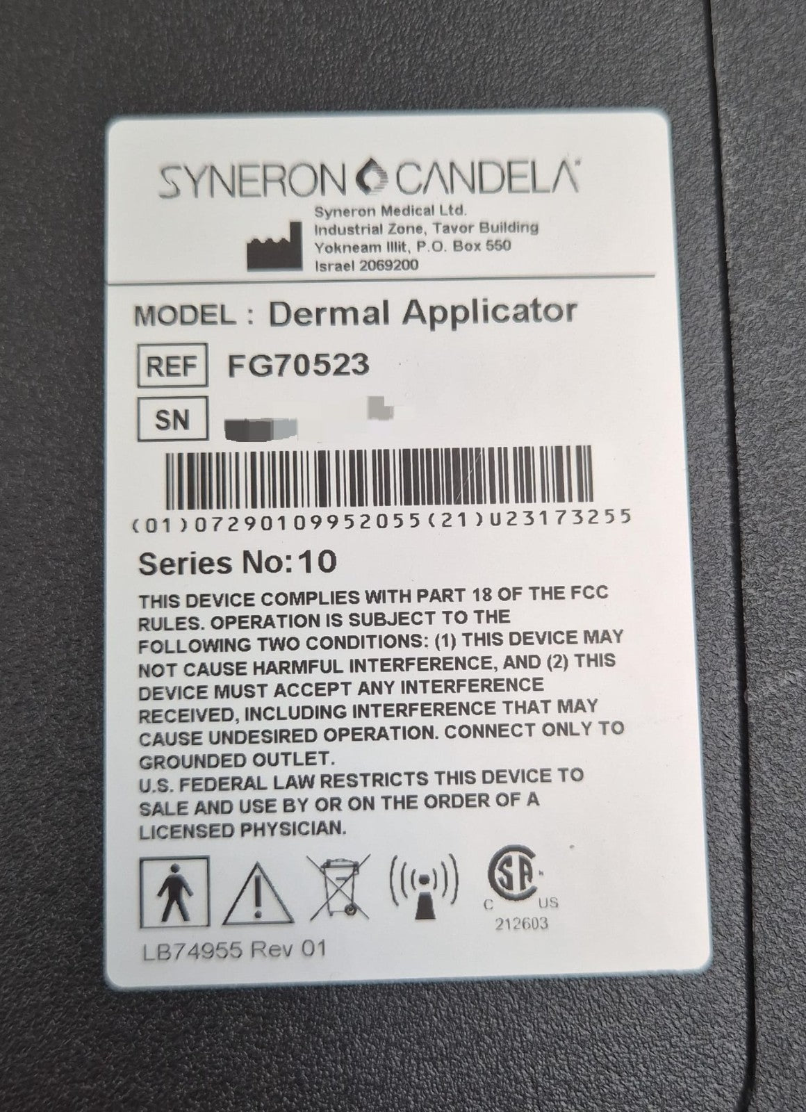 **NEW** SYNERON CANDELA Dermal Applicator FG70523 Profound Handpiece