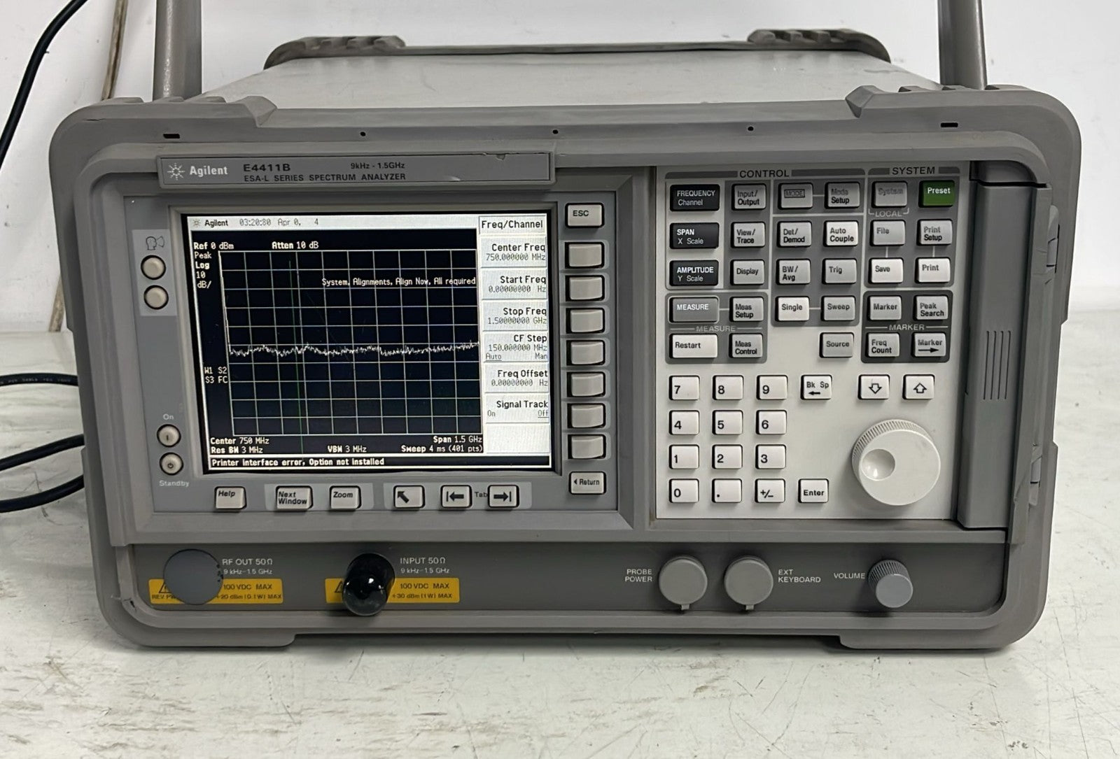 Agilent E4411B ESA-L spectrum analyzer front view