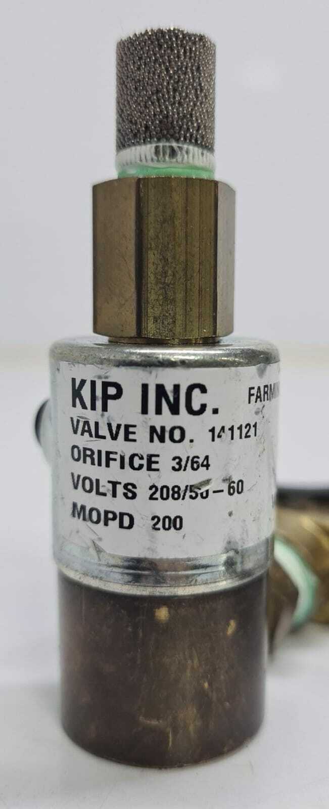 KIP INC. VALVE NO.141121 ORIFICE 3/64 VOLTS 208/50-60 MOPD 200 WATTS 6 SOLENOID