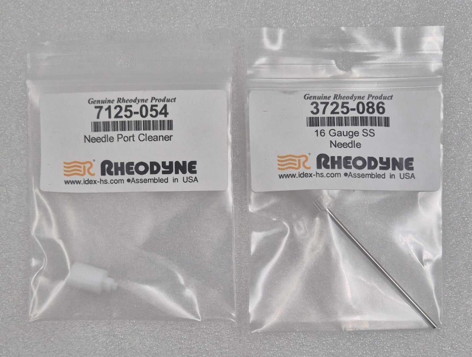 RHEODYNE 3725088 sealed parts bags close-up
