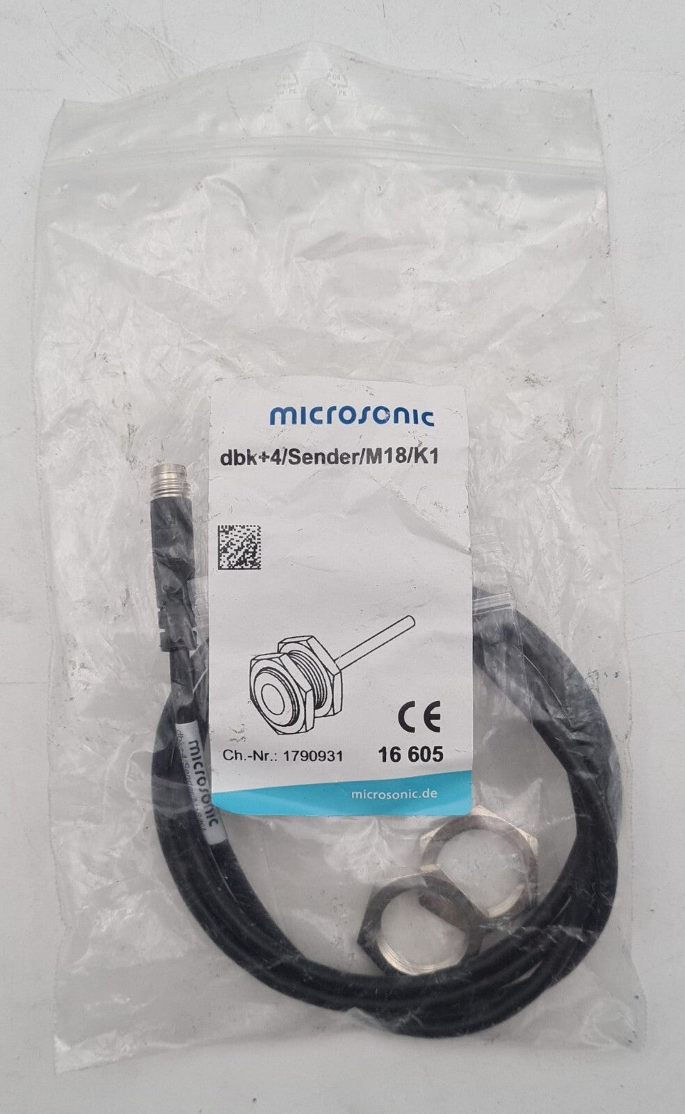 NEW- MICROSONIC dbk+4/Sender/M18/K1 1790931 Ultrasonic Sensor