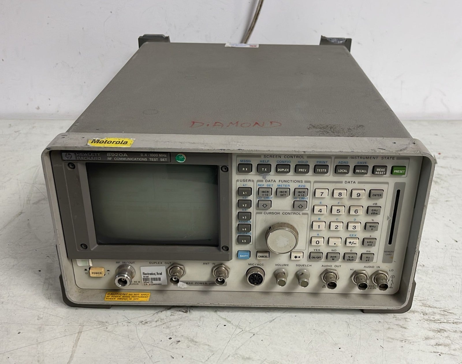 HP 8920A RF Communications Test Set 0.4-1000MHz OPT 001 002 003 013 **AS IS**