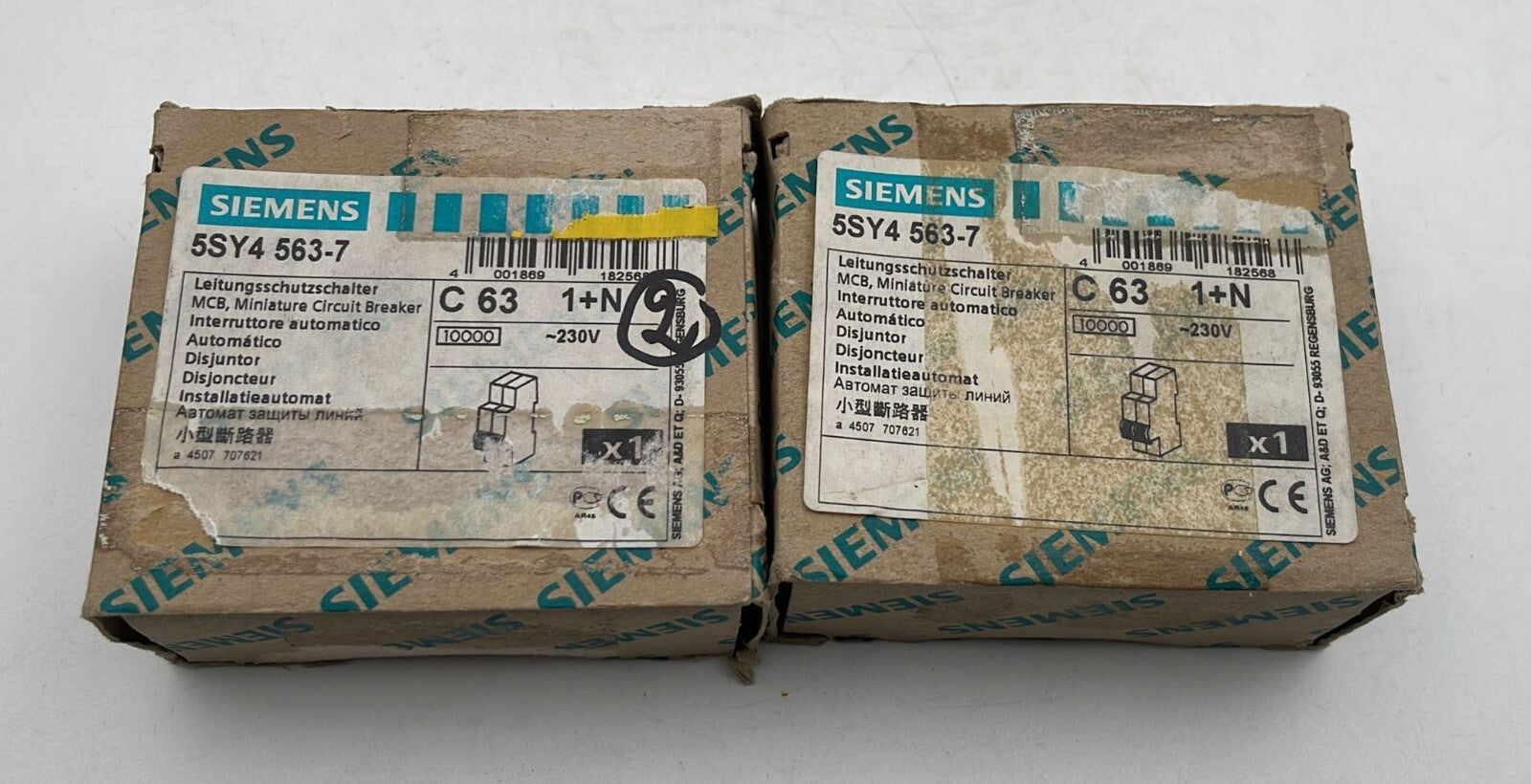 [LOT OF 2] Siemens 5SY4 563-7 Miniature circuit breaker C 63 1+N 230V