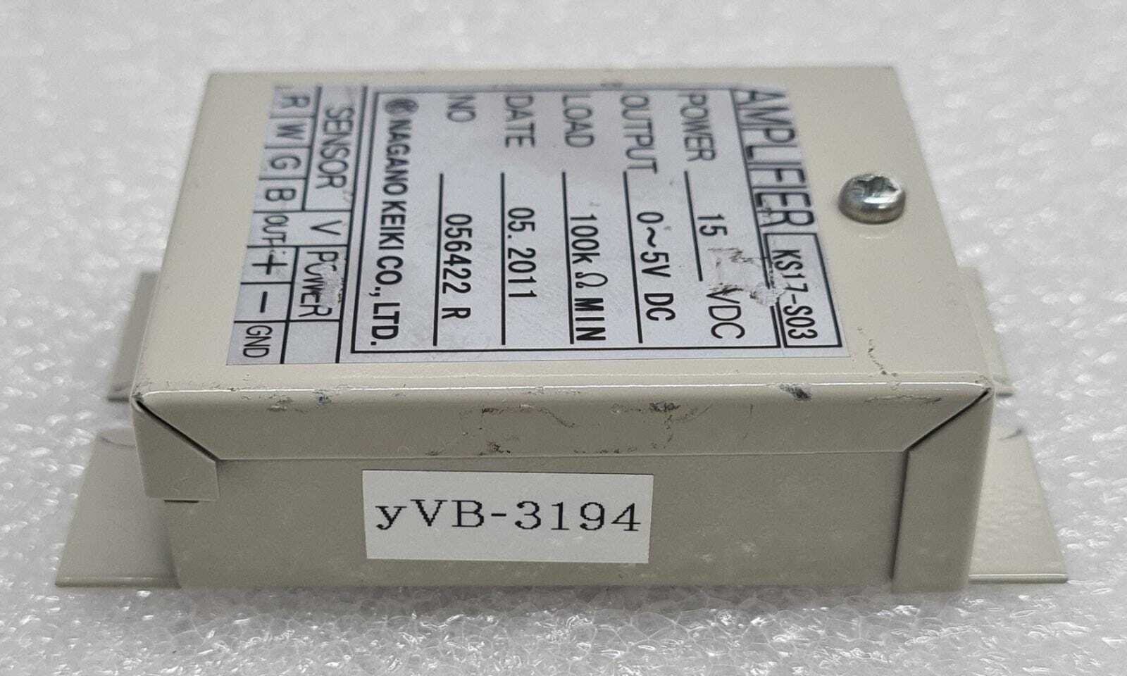 NAGANO KEIKI KS17-S03 NKS 3621-0111-82 AMPLIFIER 15VDC 0-5V 100k ohm