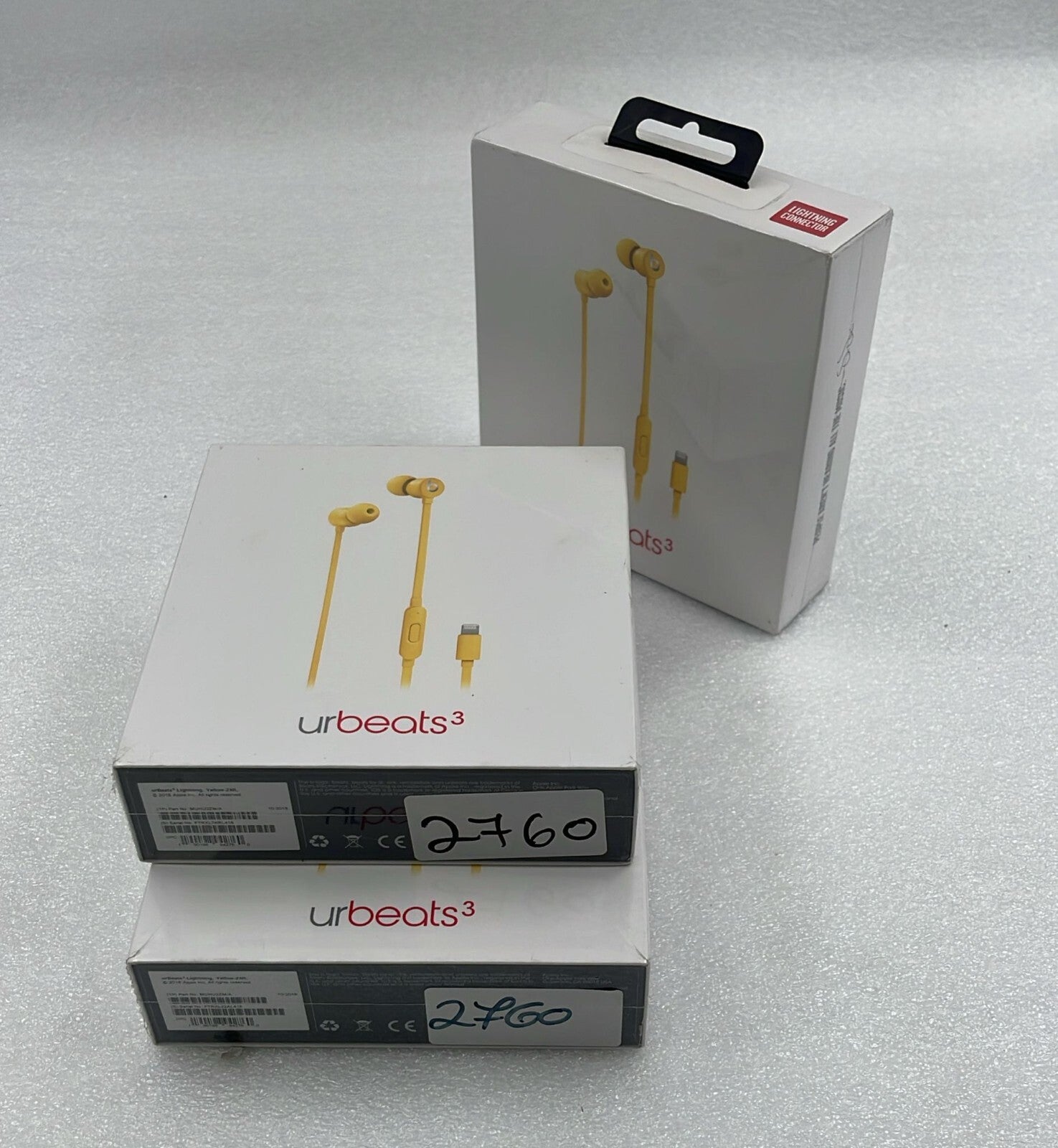 [LOT 3 PCS] *NEW OEM* Apple Beats by Dr.Dre urBeats3 Wireless Lightning Yellow