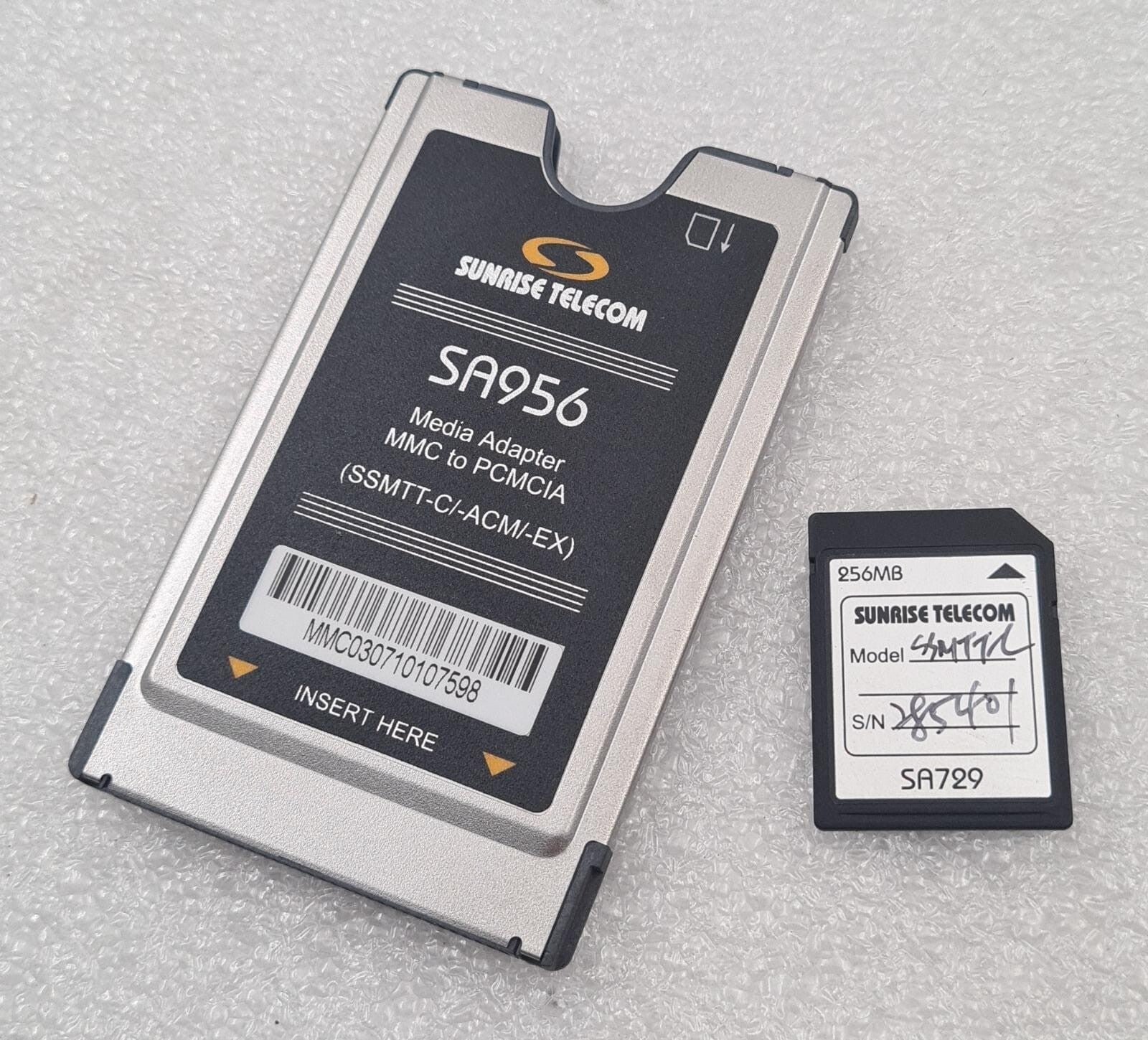 SUNRISE TELECOM SOFTWARE SA956 Media Adapter MMC to PCMCIA W/ SA729 256MB SD