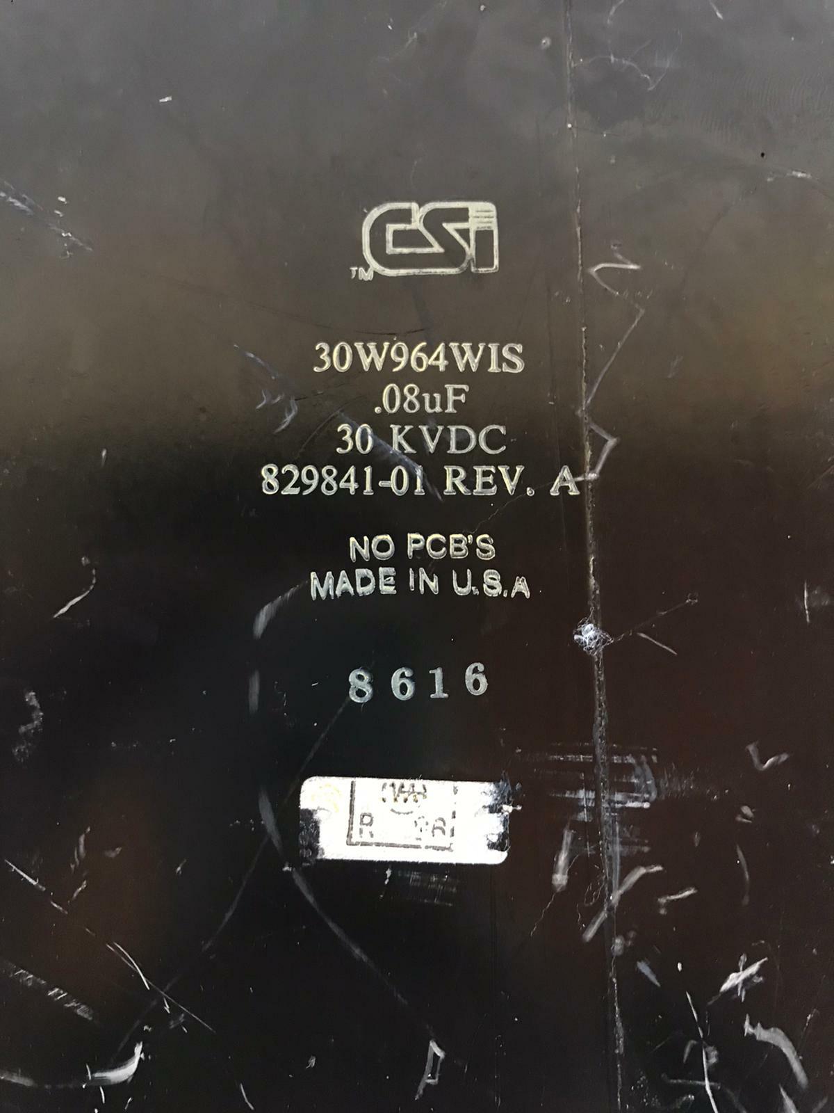 CSI Technologies 30W964WIS 0.80uF 30KVDC 829841-01 NO PCB'S Capacitor for Varian