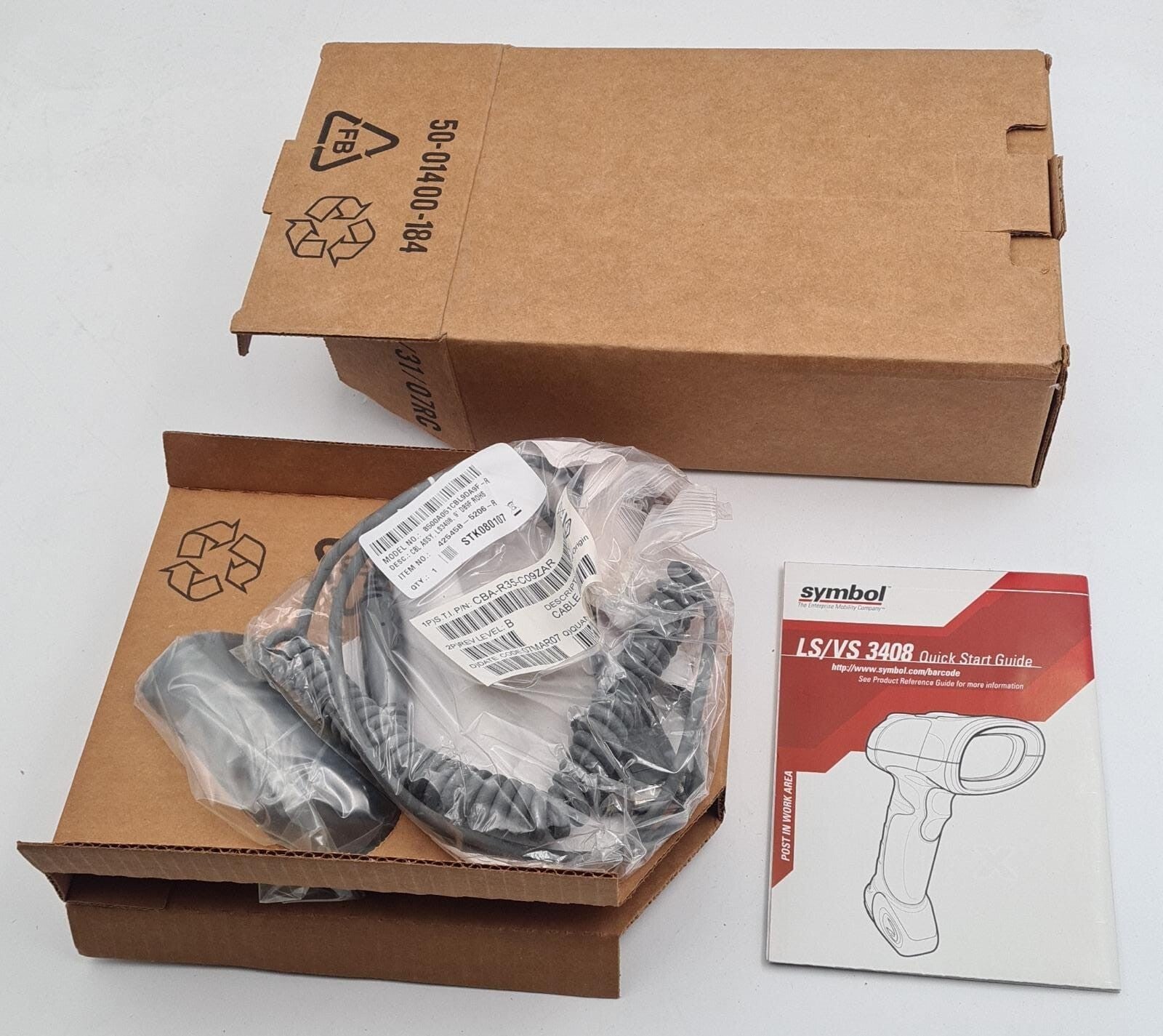 NEW - LXE Symbol Handheld Barcode Scanner LS3408-ER20105R W/ USB Cable KIT SET