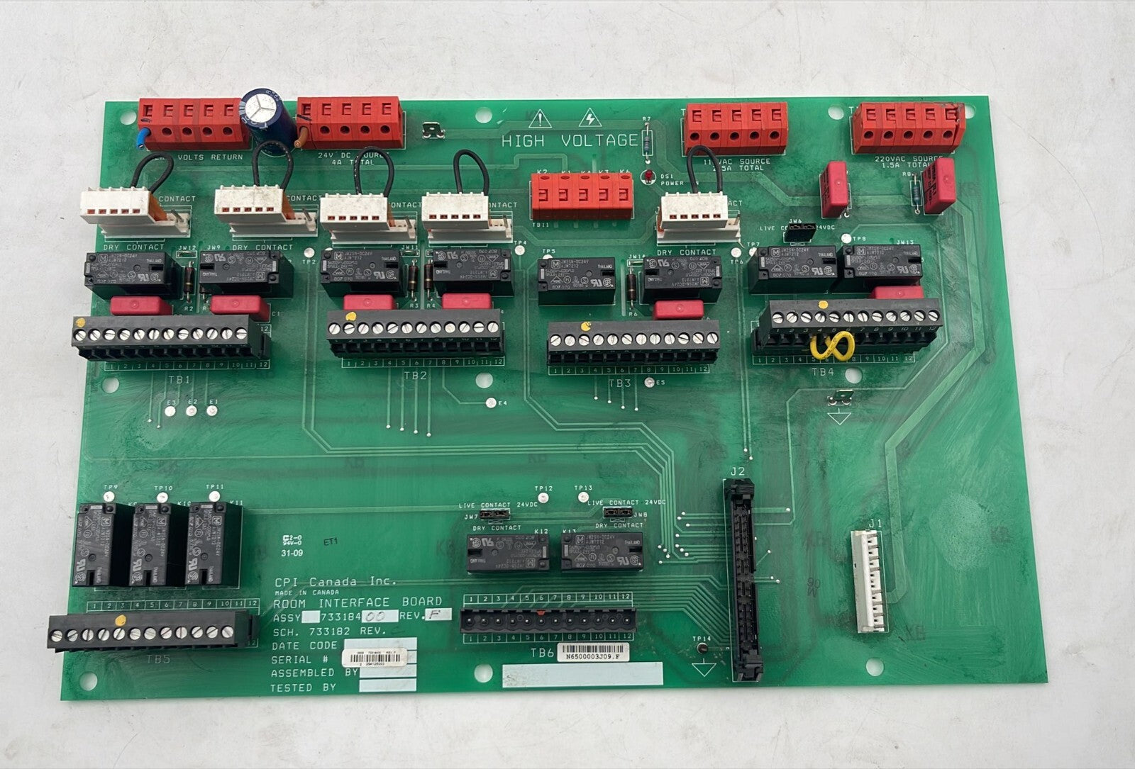 INDICO X-Ray CPI Room Interface Board PWB 733184 SCHEM 733182 PWB 733183