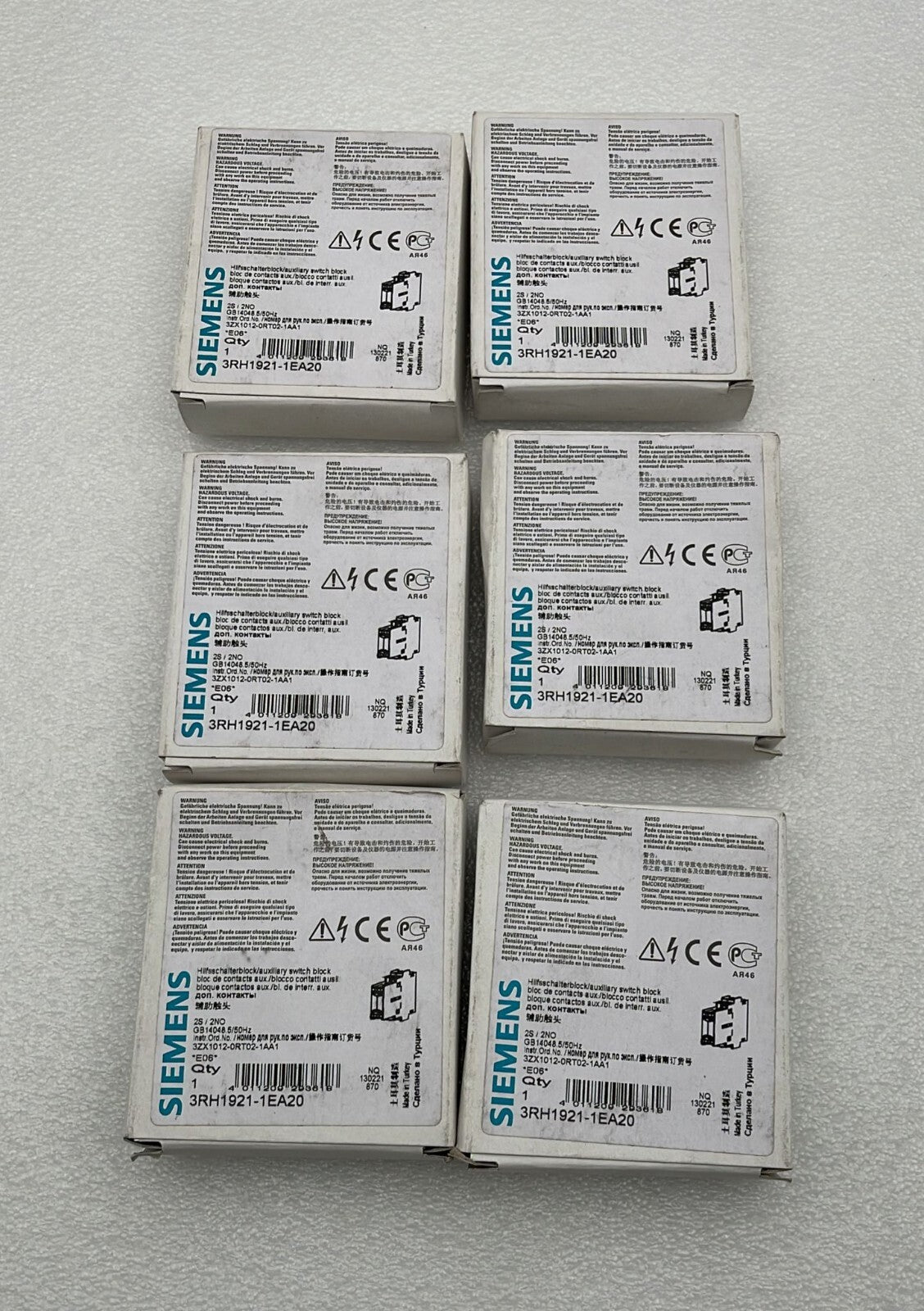 [LOT OF 6] Siemens 3RH1921-1EA20 Auxiliary switch block