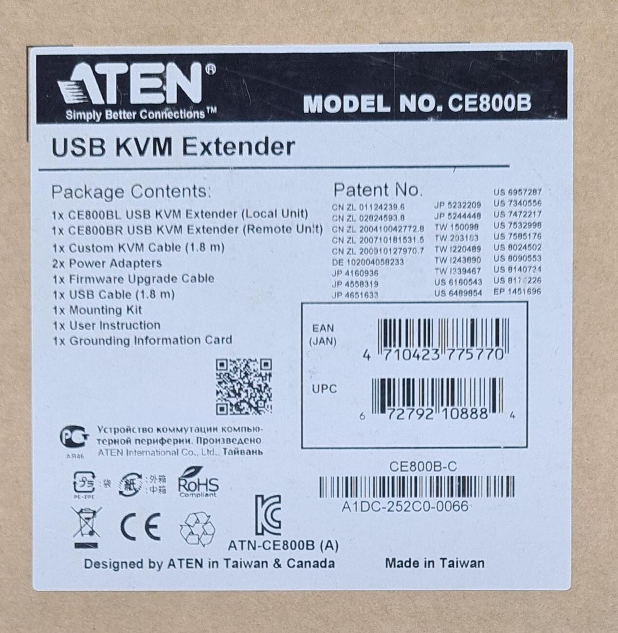 ATEN USB KVM Extender CE800B-C VGA/Audio Dual Console operation Kit