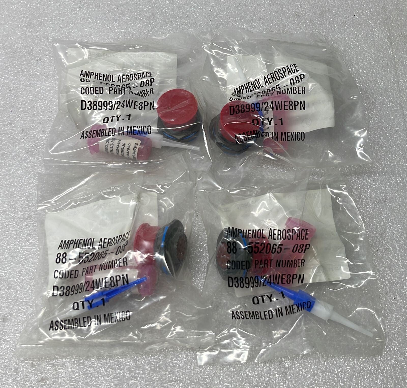 [LOT OF 4] NEW Sealed - Amphenol D38999/24WE8PN Circular Mil Spec Connector