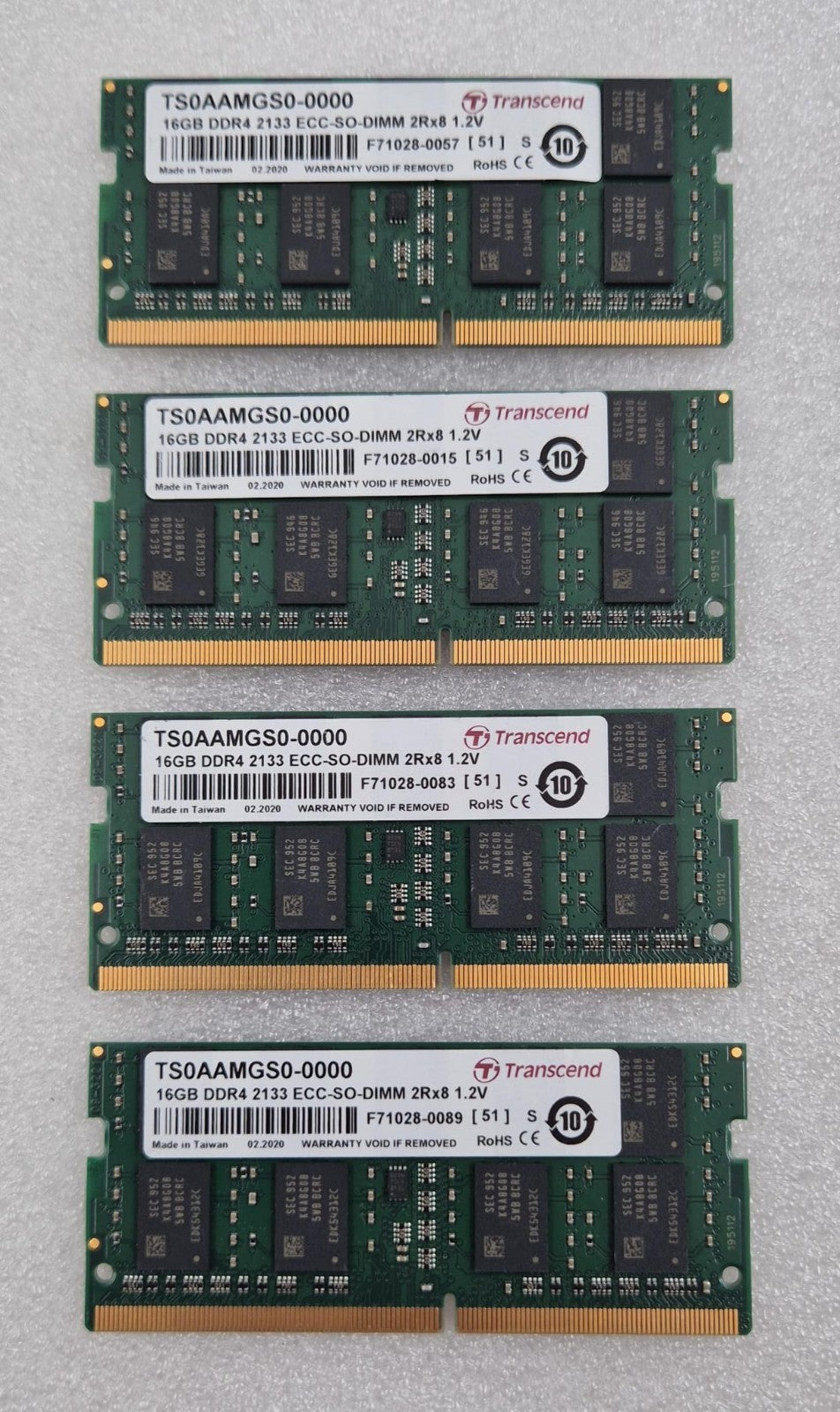 Transcend TS0AAMGS0-0000 16GB DDR4 ECC SO-DIMM memory module front view