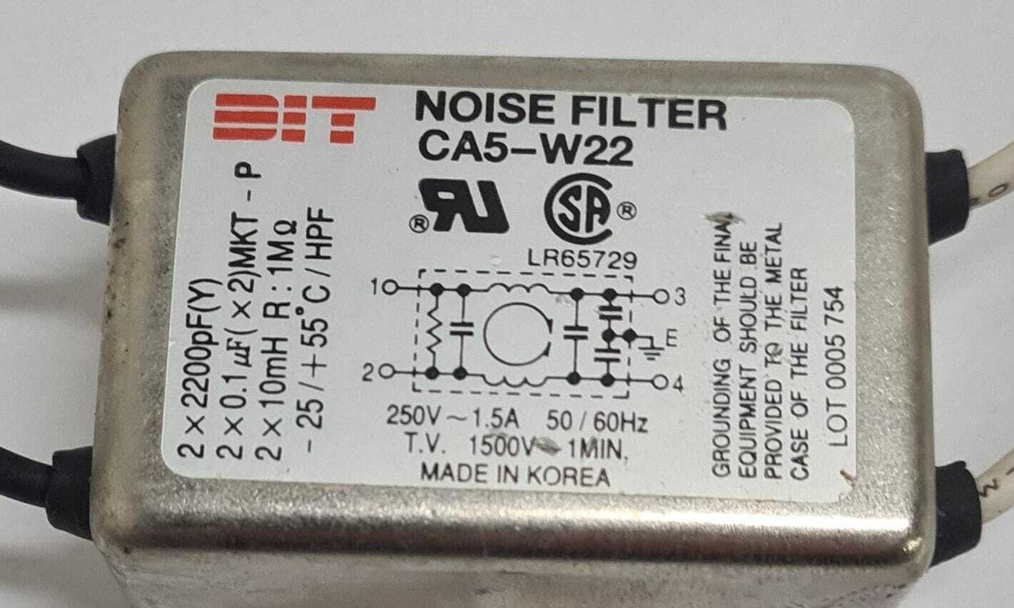 BIT NOISE FILTER CA5-W22 250V 1.5A 50/60Hz [Lot Of 5]