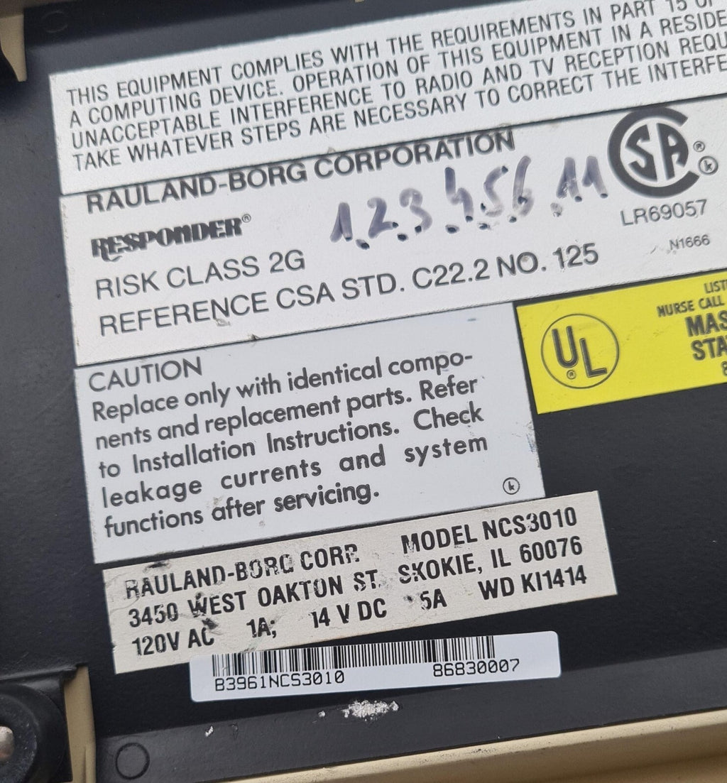 Rauland-Borg RESPONDER System 3000 NCS3010 Nurse Console **AS-IS**