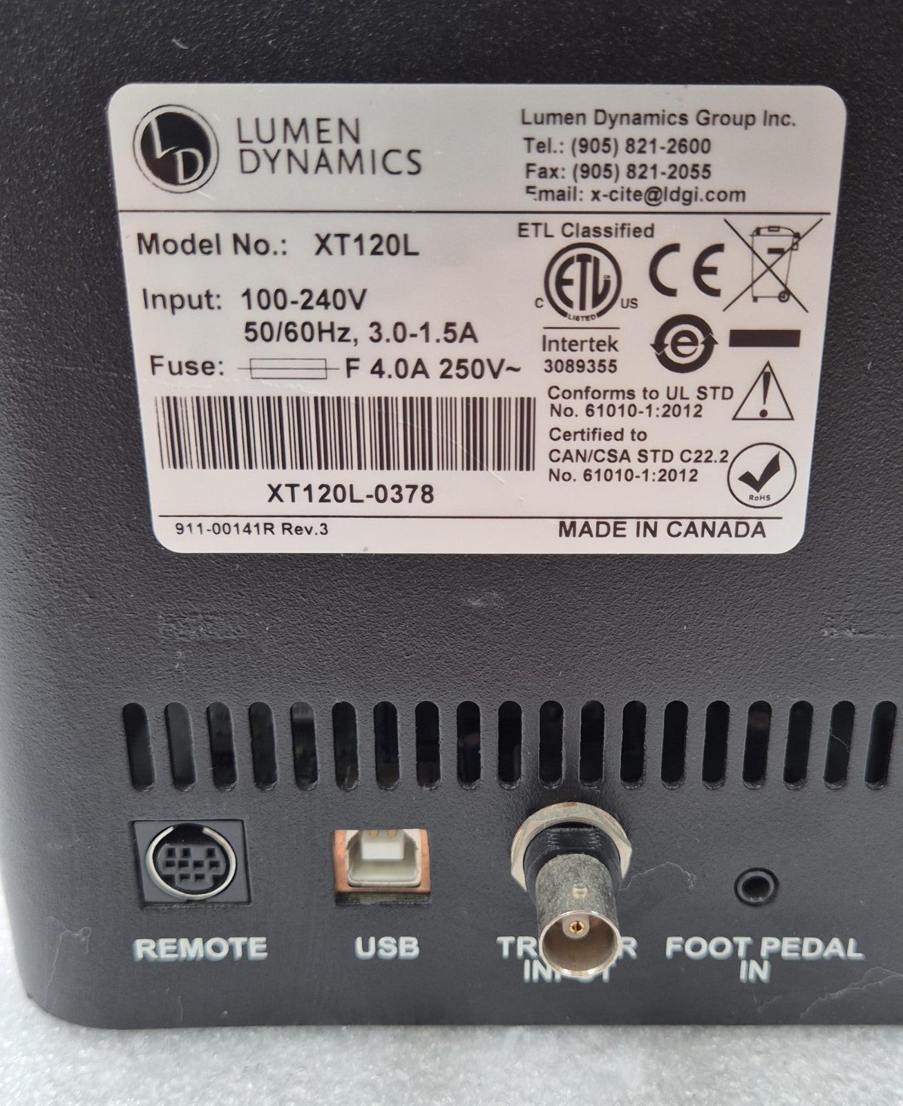 LUMEN DYNAMICS X-Cite 120LED XT120L Fluorescence illumination system 810-10032X