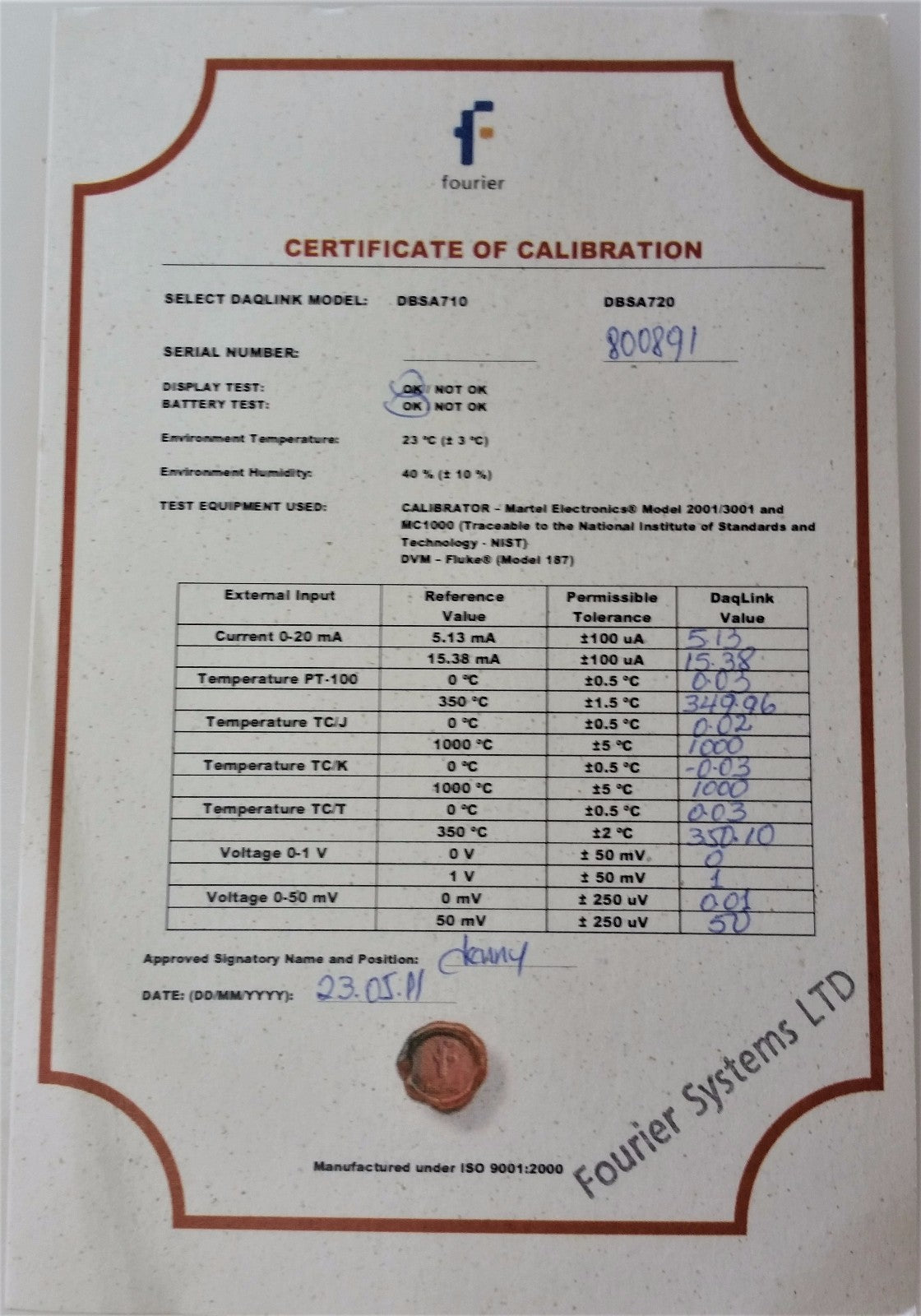 Fourier DaqLink 4-channel multi probe standalone data Temperature logger DBSA720