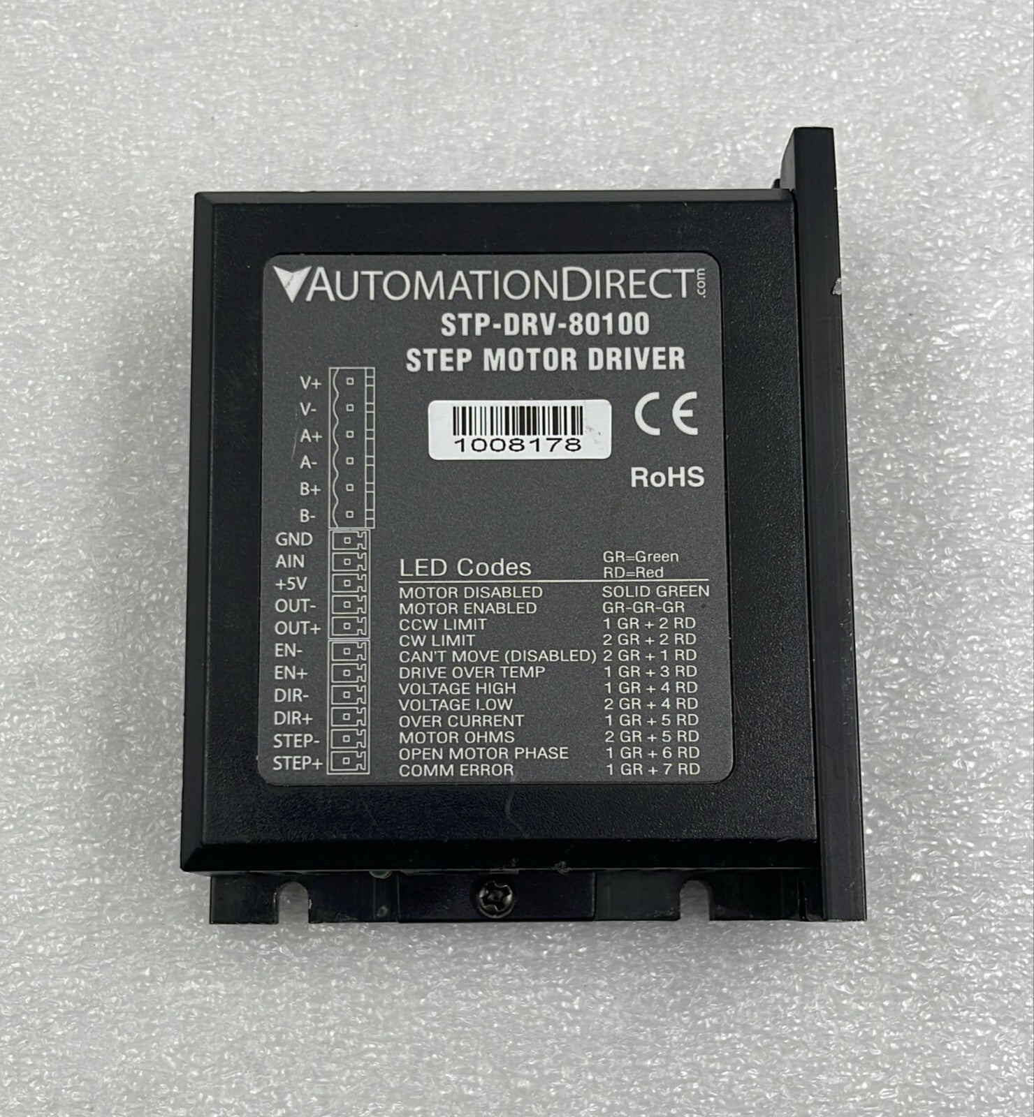 Automation Direct STP-DRV-80100 stepper motor driver with step and direction control and diagnostic LEDs