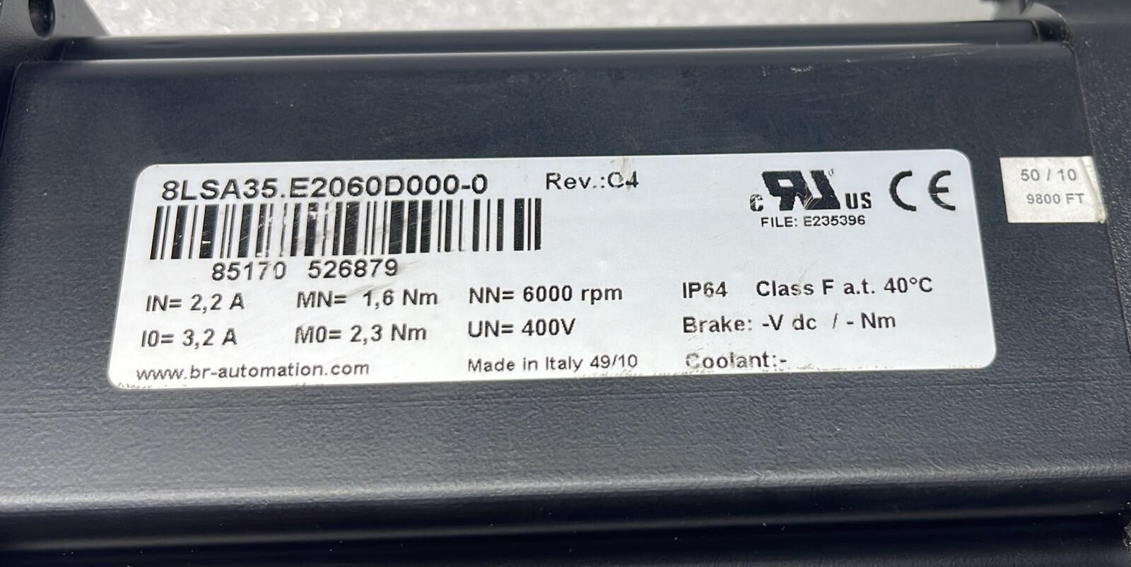 B&R Automation Servo Motor 8LSA35.E2060D000-0