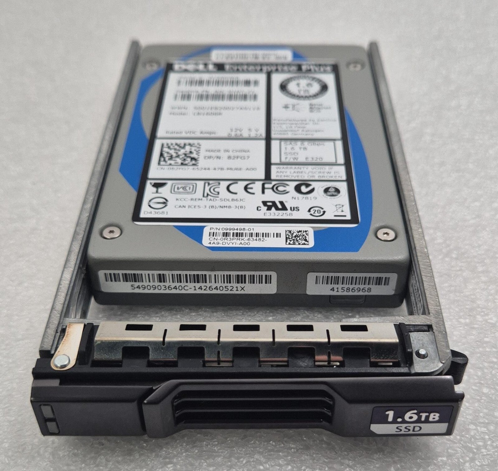 Dell 1.6TB SSD SAS 6Gb/s 2.5'' LB1606R 6JC-016T-21 82FG7 W/ Compellent Caddy