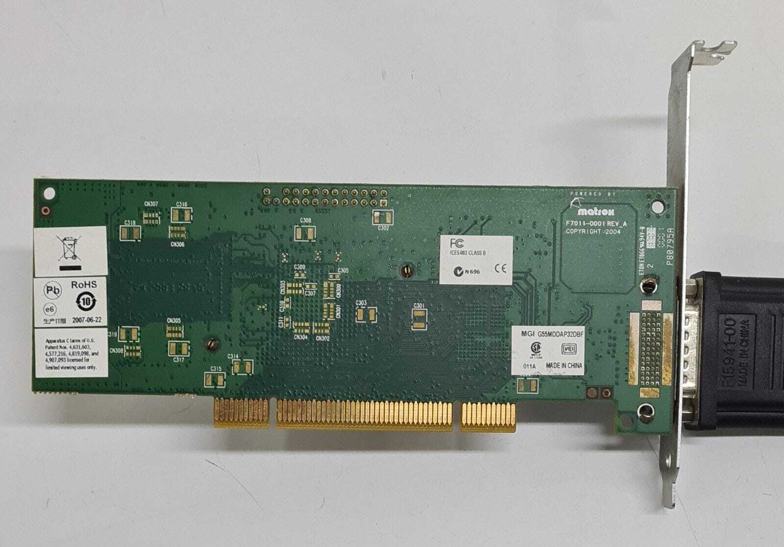 Matrox G550 F7011-0001 Low-Profile 32MB PCI Dual Video G55MDDAP32DBF & F15941-00