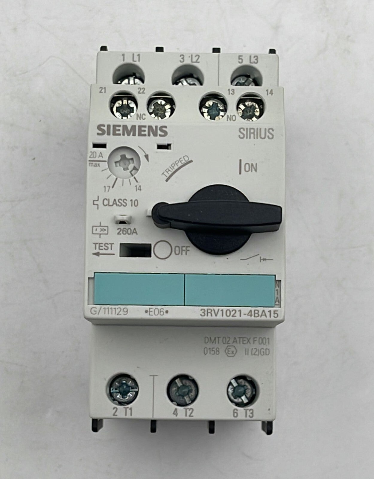 Siemens 3RV1021-4BA15 Circuit breaker 14-20A 1NO + 1NC
