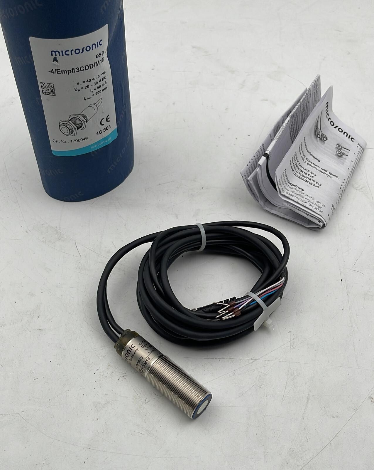 MICROSONIC ESP-4 Empf 3CDD M18 Ultrasonic Sensor